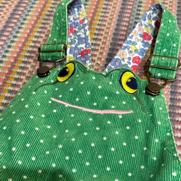 Mini Boden Green Frog Face Overalls - Picture 2 of 5